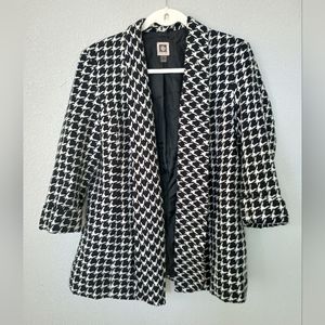 Anne Klein Houndstooth 100% Acrylic 3/4 sleeve Blazer